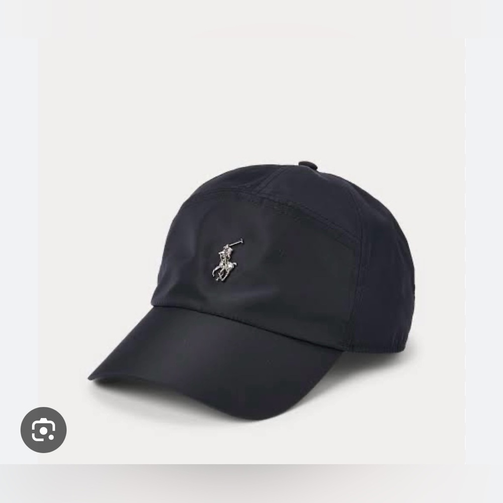 Polo Ralph Lauren black pony plaque cap baseball hat adjustable gunmetal silver